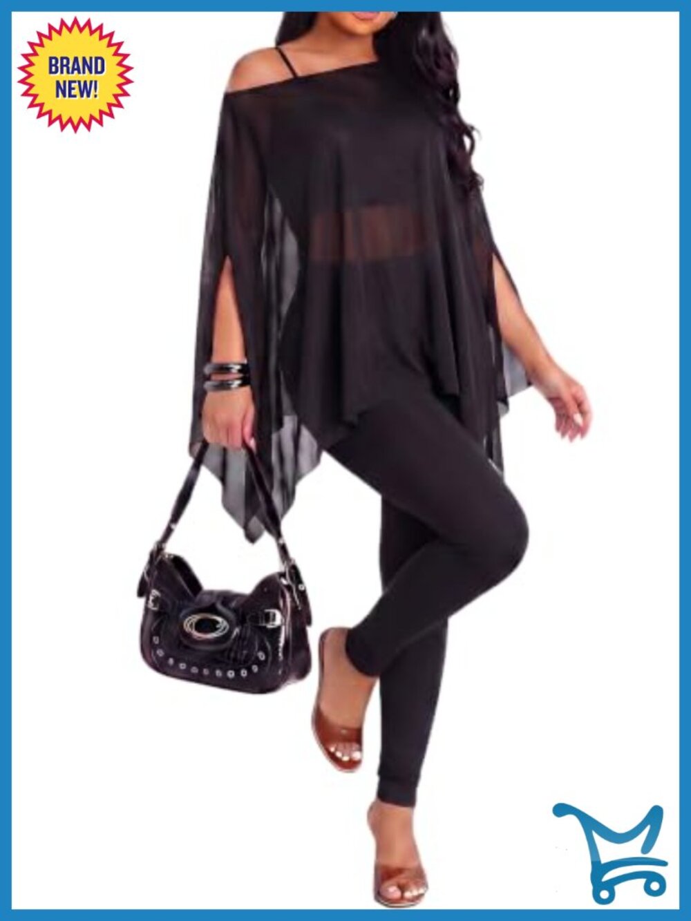 Women's 3 Piece Sexy Club Outfit Mesh Cover Up Cami Crop Top Leggings Set
